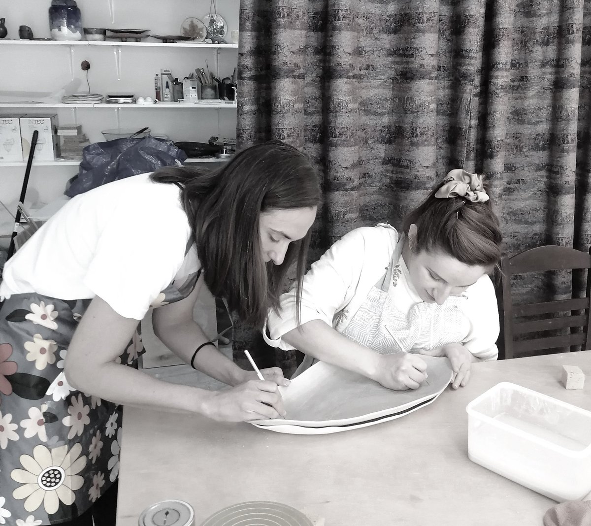 Anna and Maria working in their Athens studio